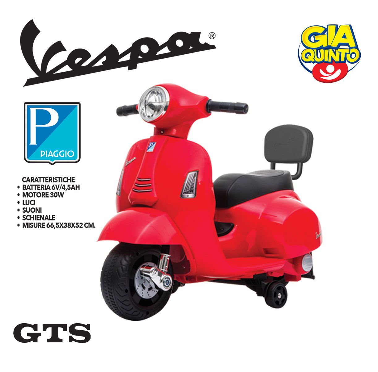 ELT. VESPA GTS ROSSA 7,2V GVC-5605