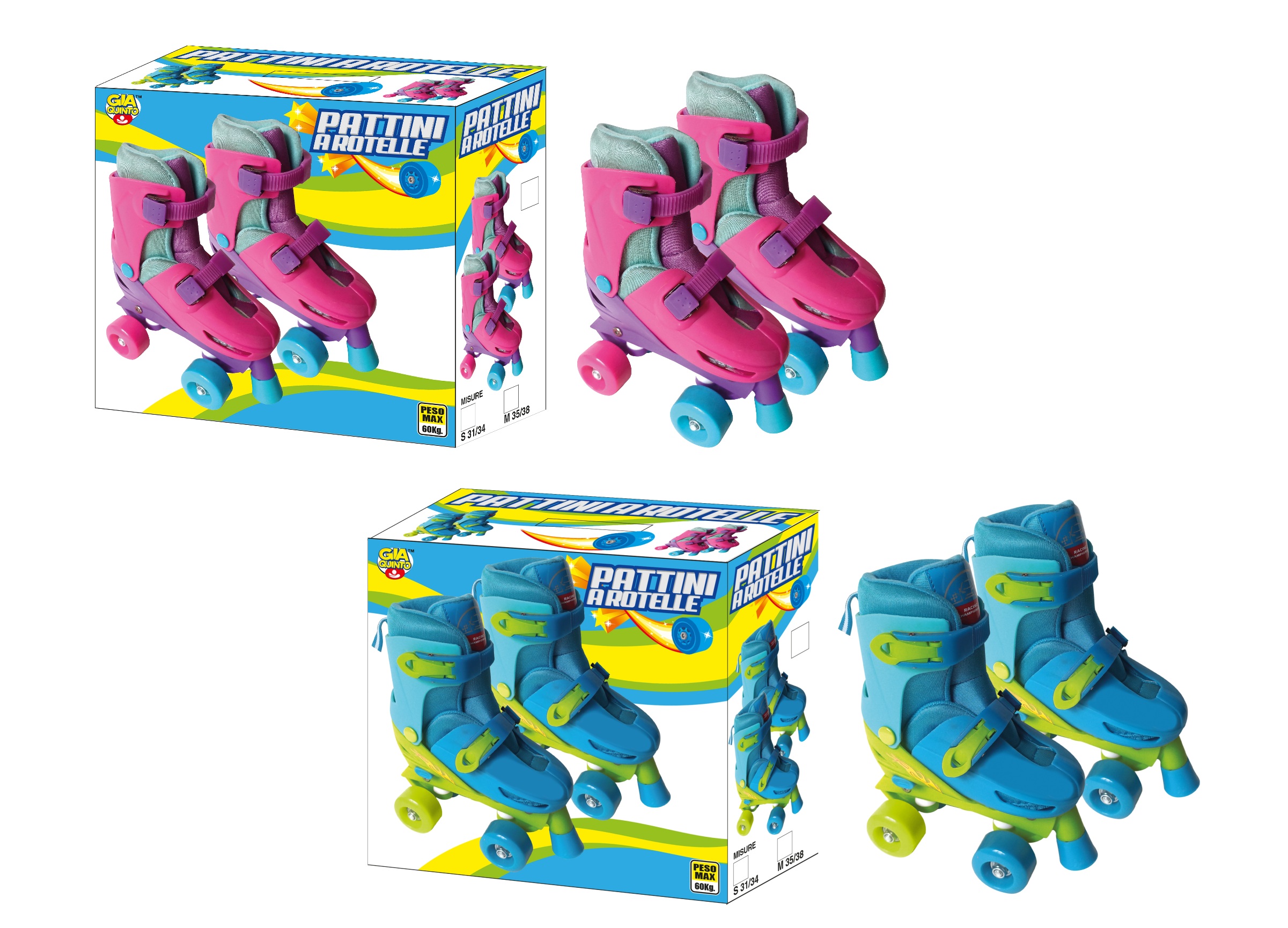 PATTINI A ROTELLE 2 COLORI 2 MISURE GVC-8072 CT6