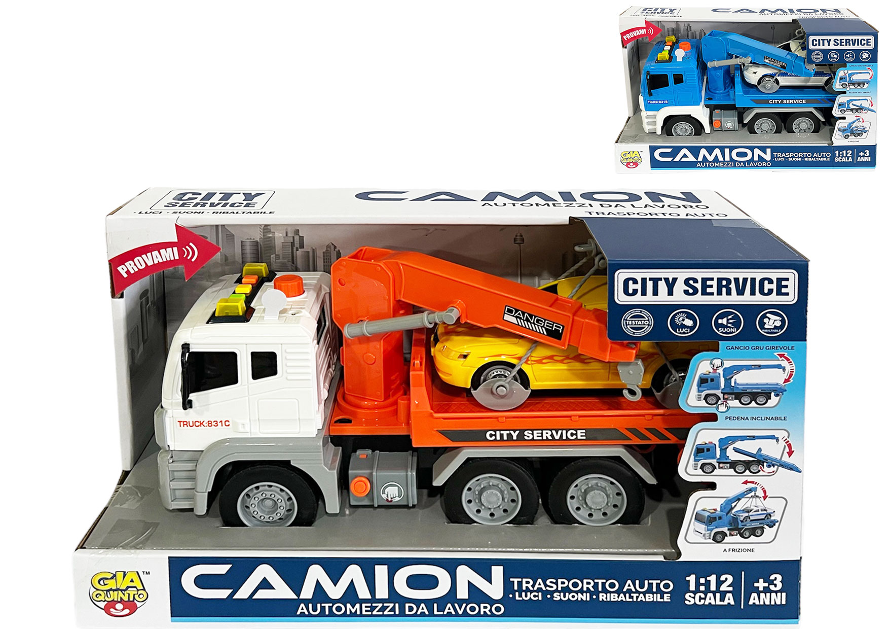 CAMION TRASP AUTO LUCI E SUONI 1/12 GVC-